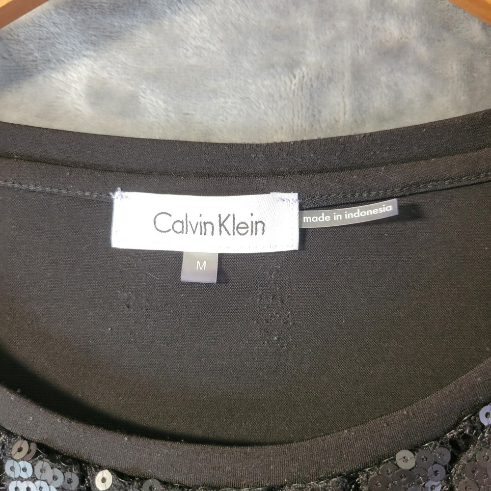 Calvin Klein Womens M Black Sequin Sleeveless‎ Top Party Evening Chic Dressy - Picture 2 of 9